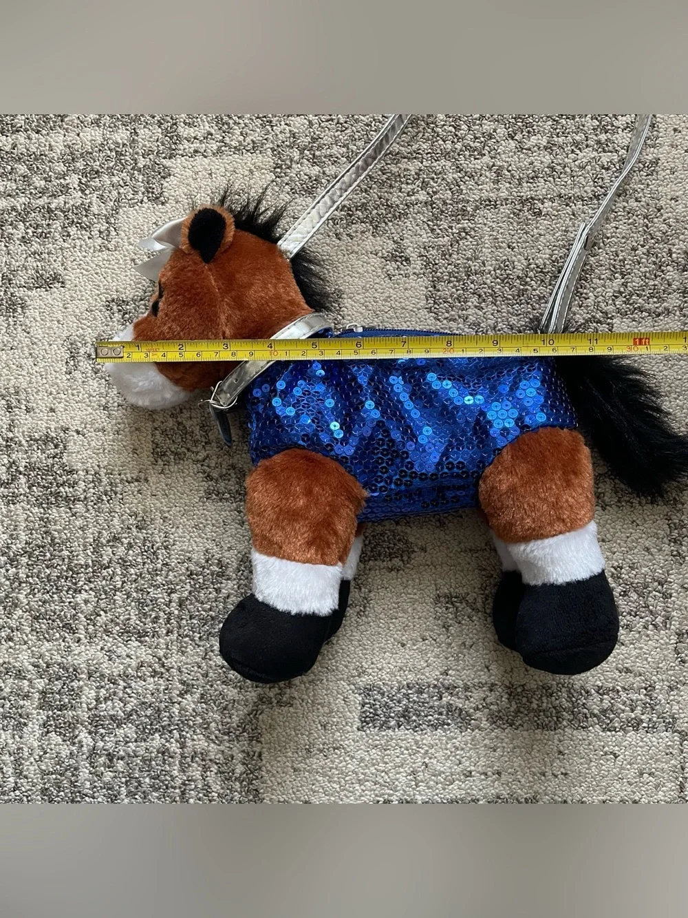 Rare Poochie & Co Girl's brown, blue, black/ Sequin Horse Shoulder Purse/Bag.